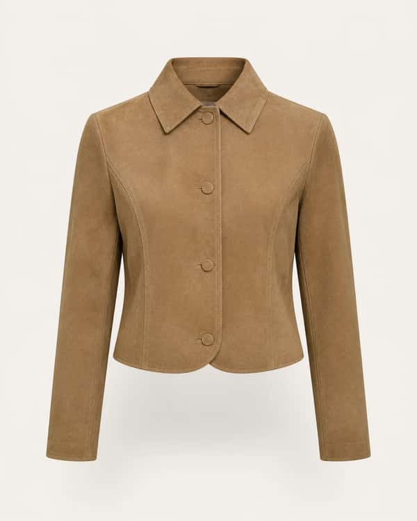 Suede-Texture Button-Up Jacket