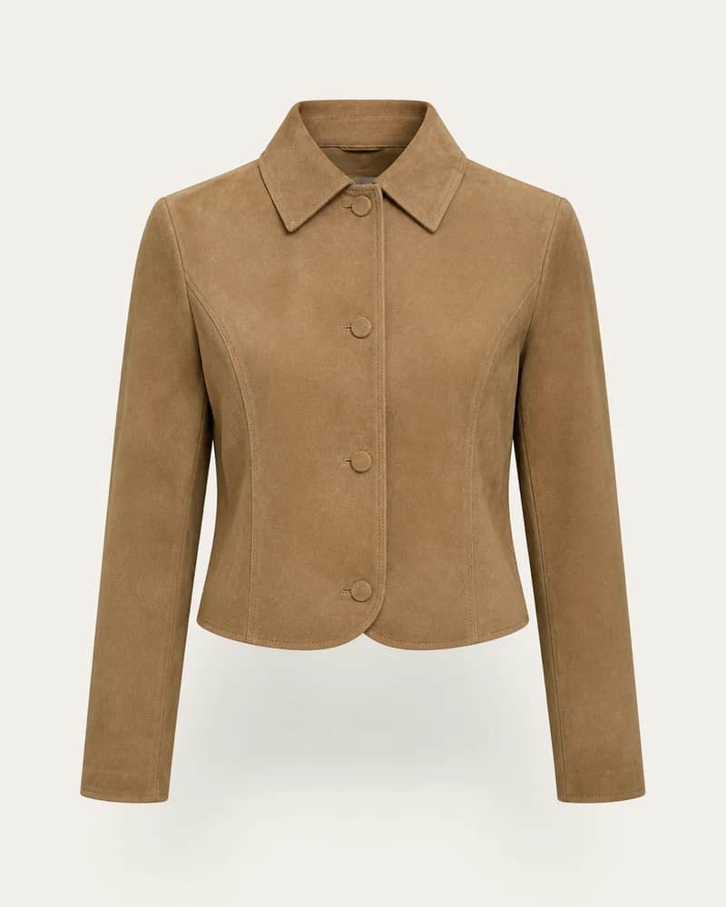 Suede-Texture Button-Up Jacket
